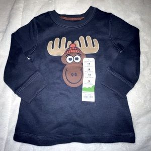 Jumping Beans long sleeve moose shirt navy blue size 18 months NWT